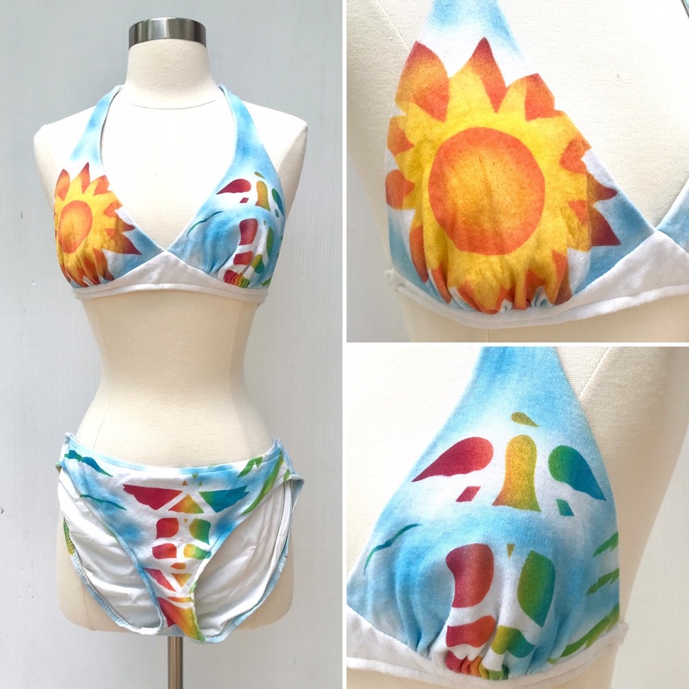 Vintage 60’s Dippers psychedelic sun thunderbird bikini swimsuit bathingsuit
